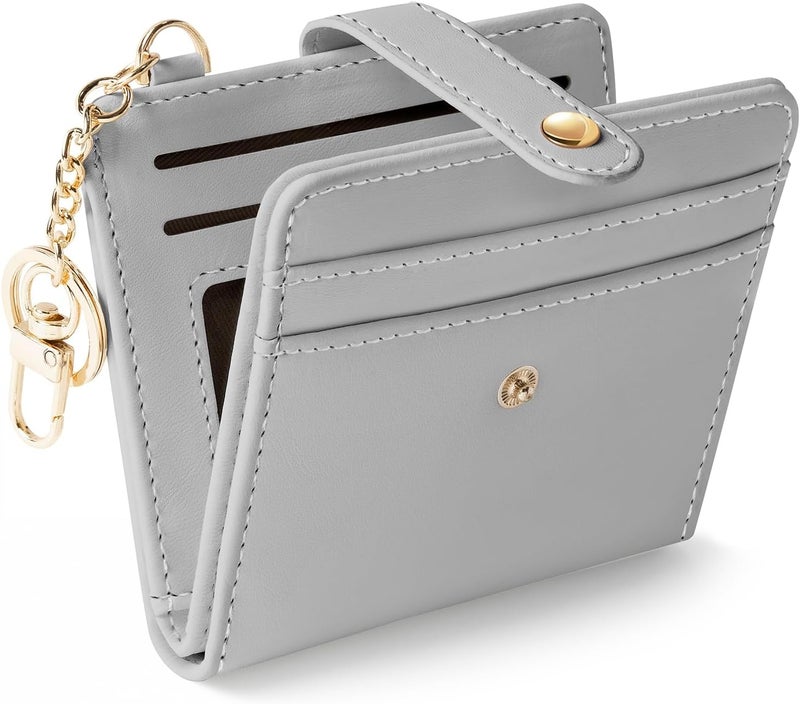 Jogjam Grey Rfid Ladies Wallet, Small Slim Thin Compact Credit Card Women Wallet, PU Leather Bifold Cash Zipper Coin Pocket ID Window for Female - Image 1